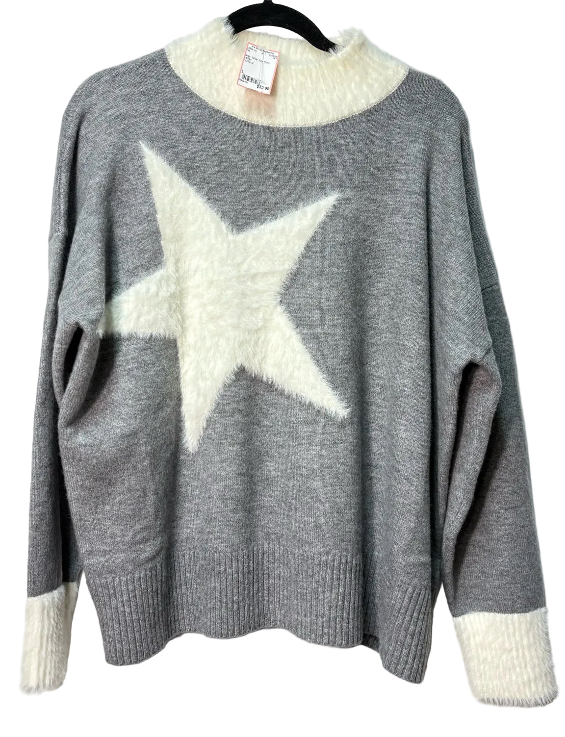 Size L Grey White Star Print Ladies Top