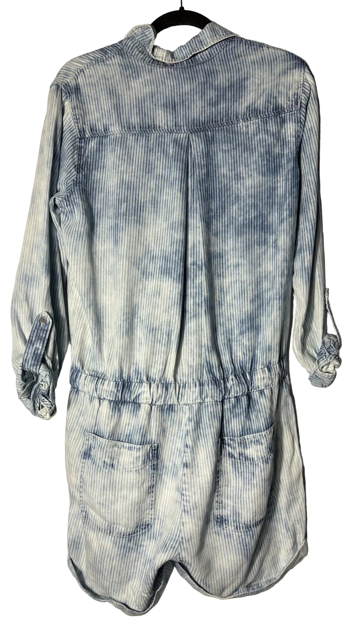 Size M Blue White Drawstring Ladies Romper