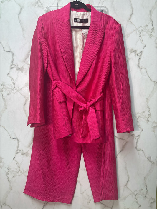 Size M Zara Black Satin Ladies 2PC Jacket & Pant