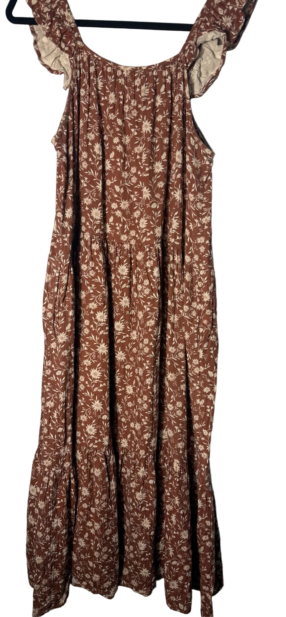 Size M Rylee + Crew Brown Cream Floral Ladies Dress