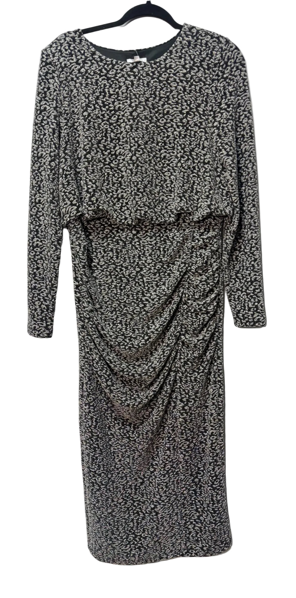 Size L Reitmans Black Silver Abstract Ladies Dress