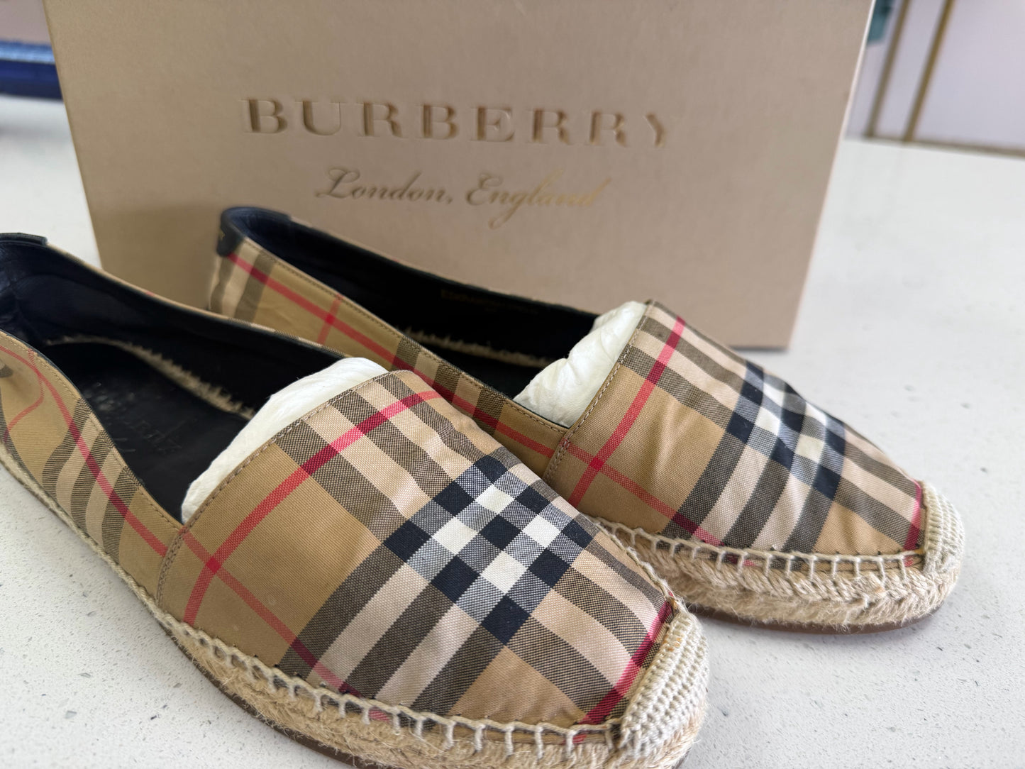 Burberry Brown Plaid Ladies Footwear/Ladies