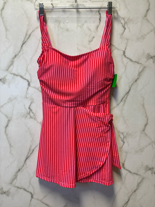 Size 10 Ellen Tracy Pink Red Stripe Ladies Swimsuit