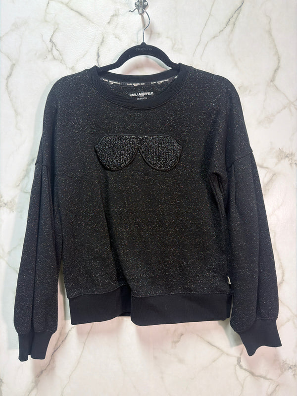 Size XS Karl Lagerfeld Black Sparkle Ladies Top
