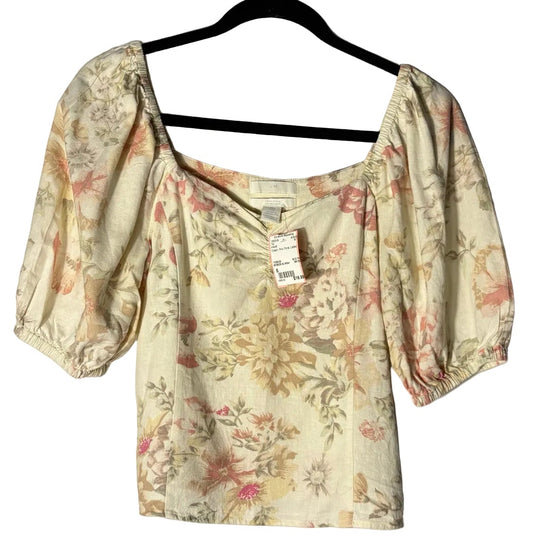 Size S H & M Cream Pink Floral Ladies Top