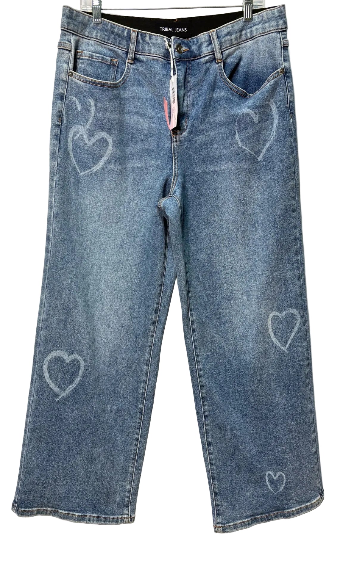 Size 14 Tribal Blue Denim Hearts Ladies Jeans