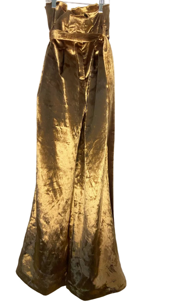 Size XS REVOLVE Brown Crushed Velvet Ladies 2 Part Top