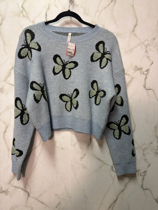 Size L Dream Blue Green Butterflys Ladies Top