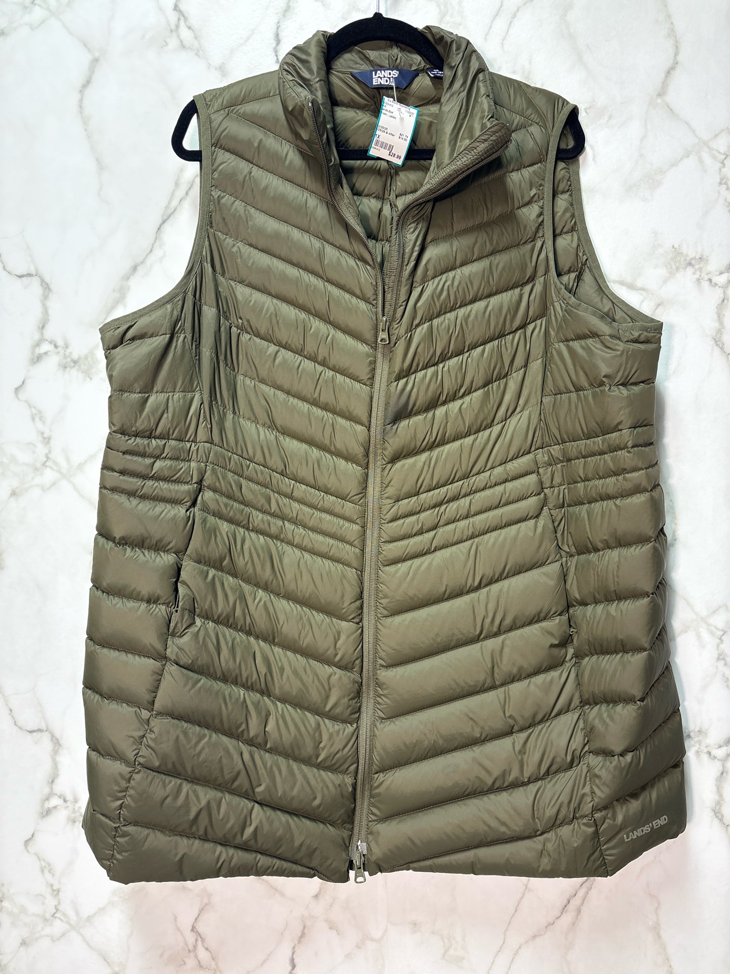 Size 1X Lands End Green Ladies Vest