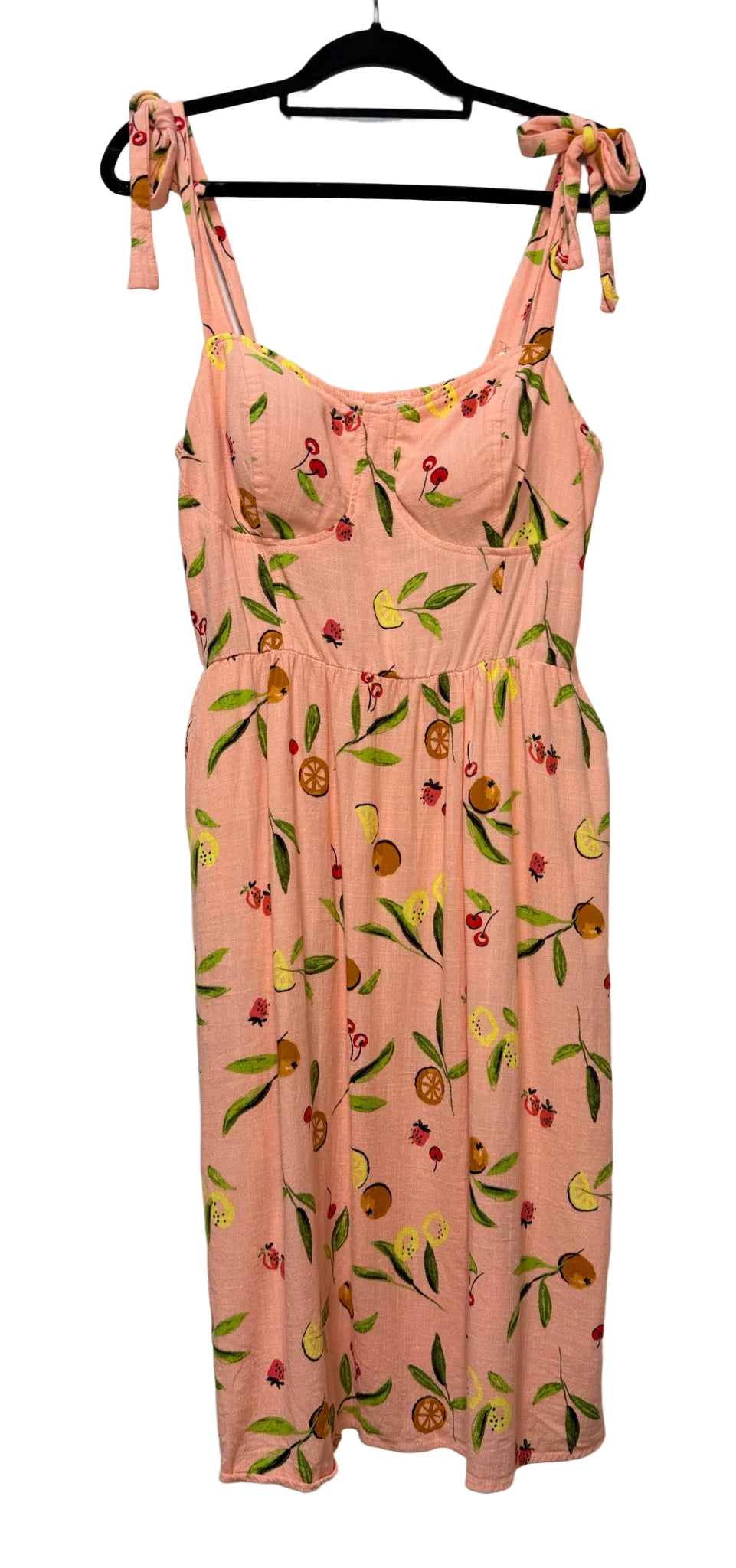 Size XL Lauren Conrad Peach Green Fruit Print Ladies Dress