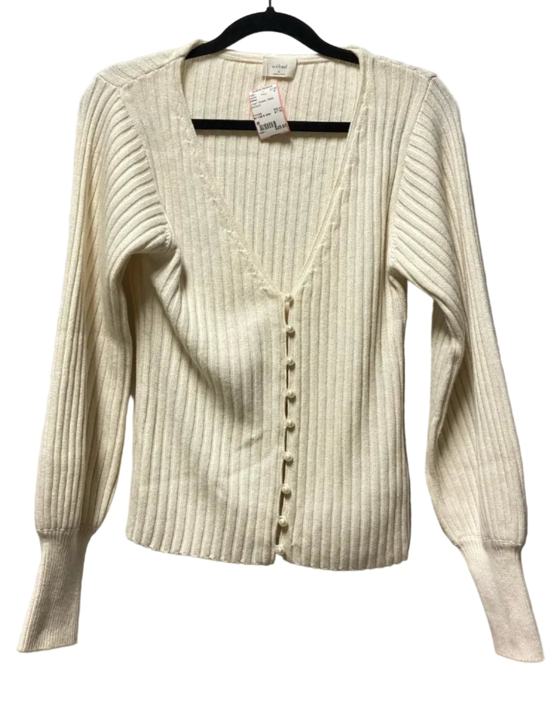 Size M Wilfred Cream Pearls Women's Ribbed Sweater