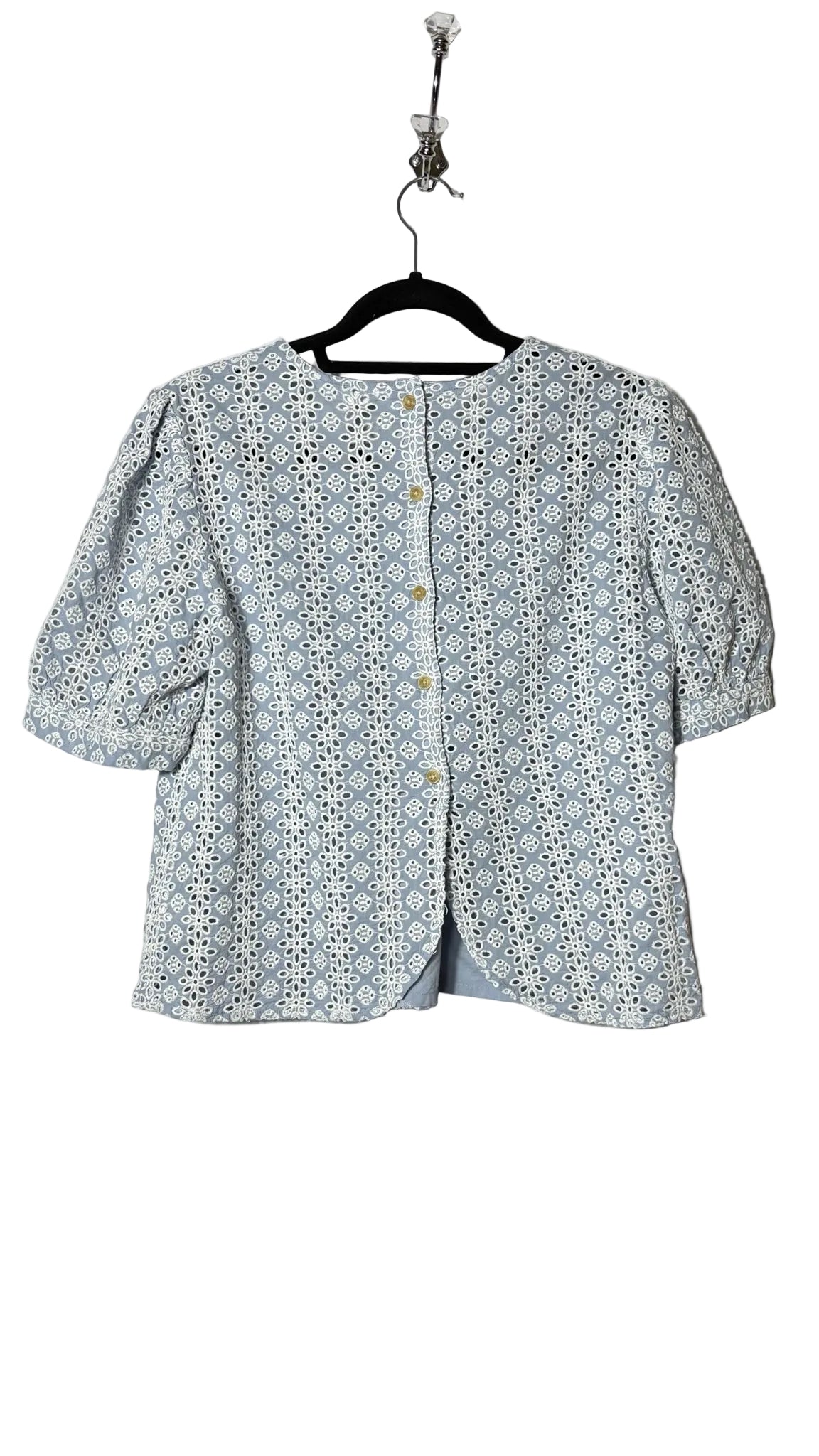 Size S Joe Blue White Eyelet Ladies Top