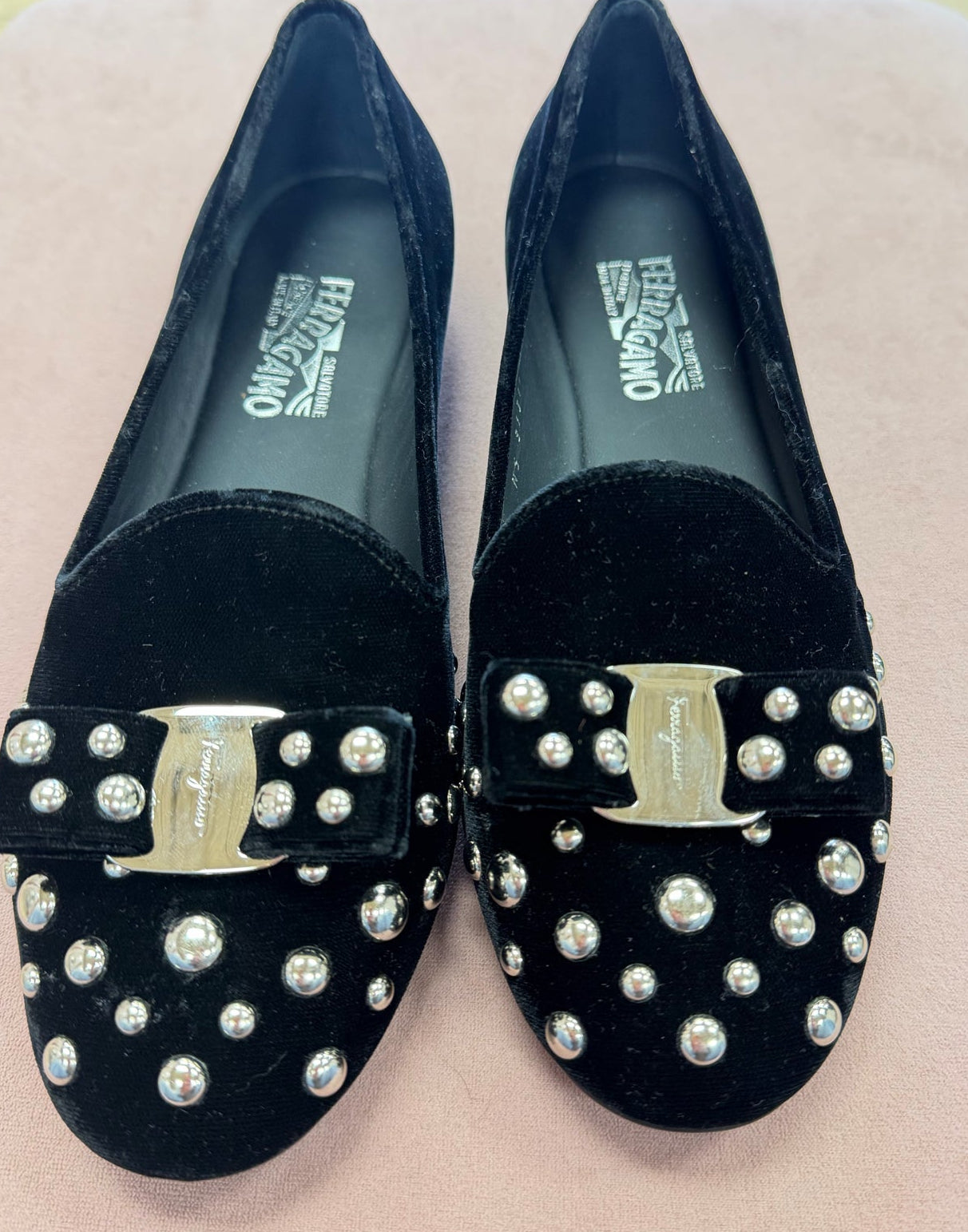 Salvatore Ferragamo Black Stud Trim Ladies Footwear/Ladies