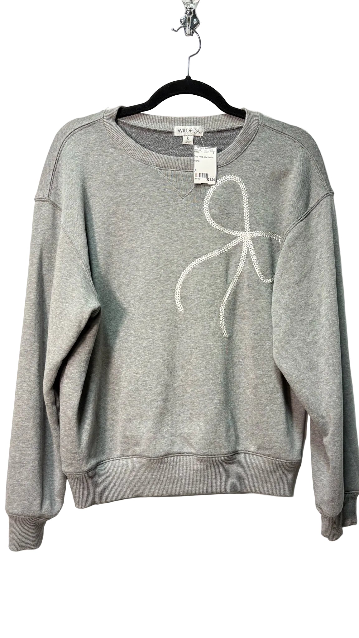 Size S Grey White Bow Ladies Sweater