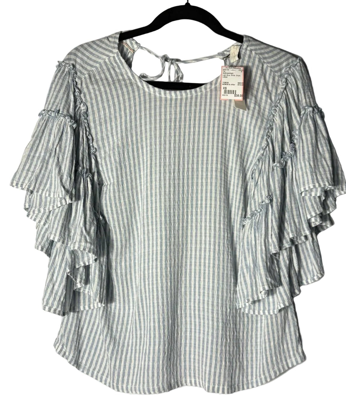 Size XS Anthropologie Light Blue White Stripe Ladies Top