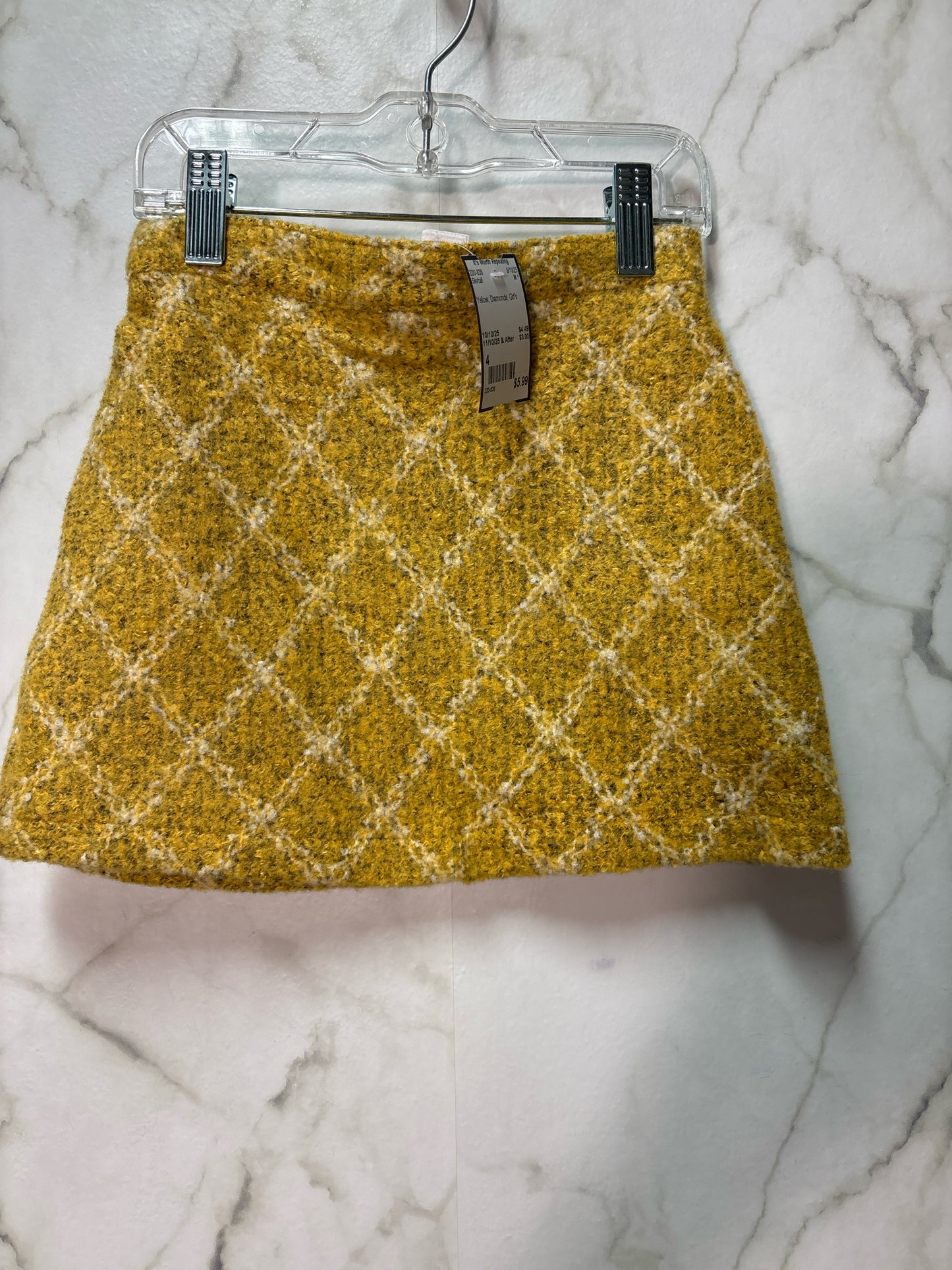 Size 4 Yellow Diamonds Girl's Skirtall
