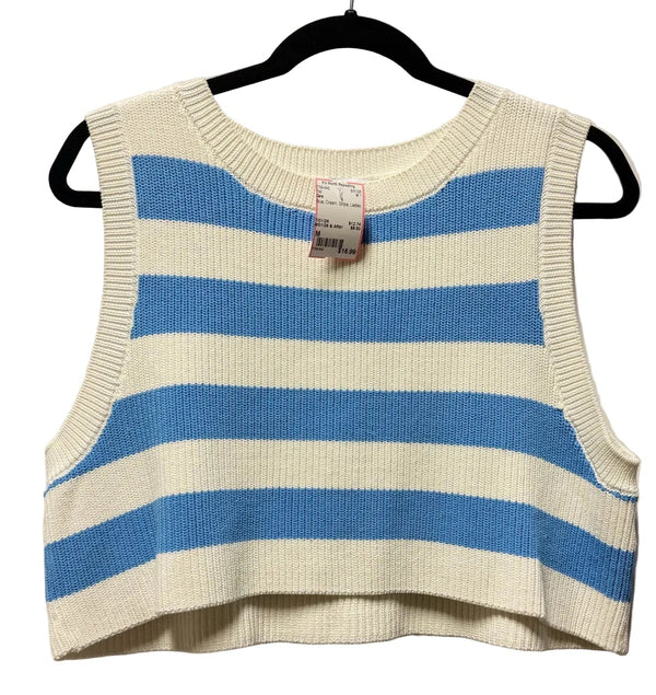 Size M Zara Blue Cream Stripe Ladies Top