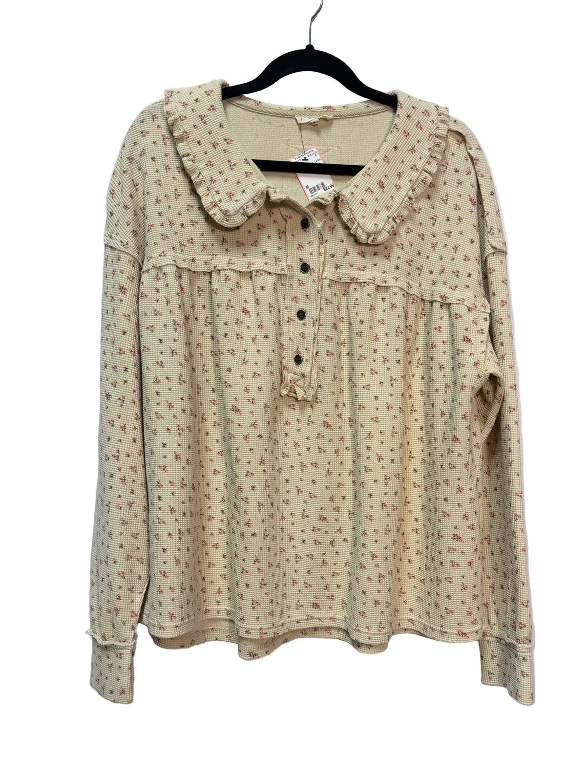 Size M Easel Cream Pink Floral Ladies Top