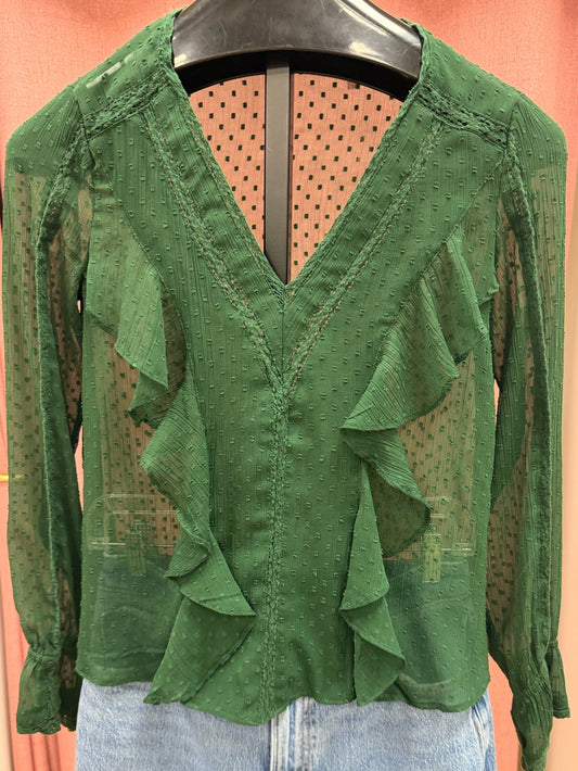 Size S Zara Green frills Ladies Top