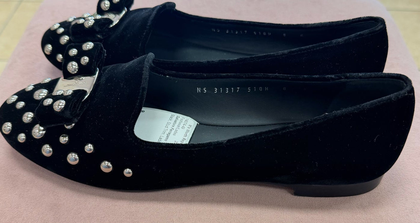 Salvatore Ferragamo Black Stud Trim Ladies Footwear/Ladies