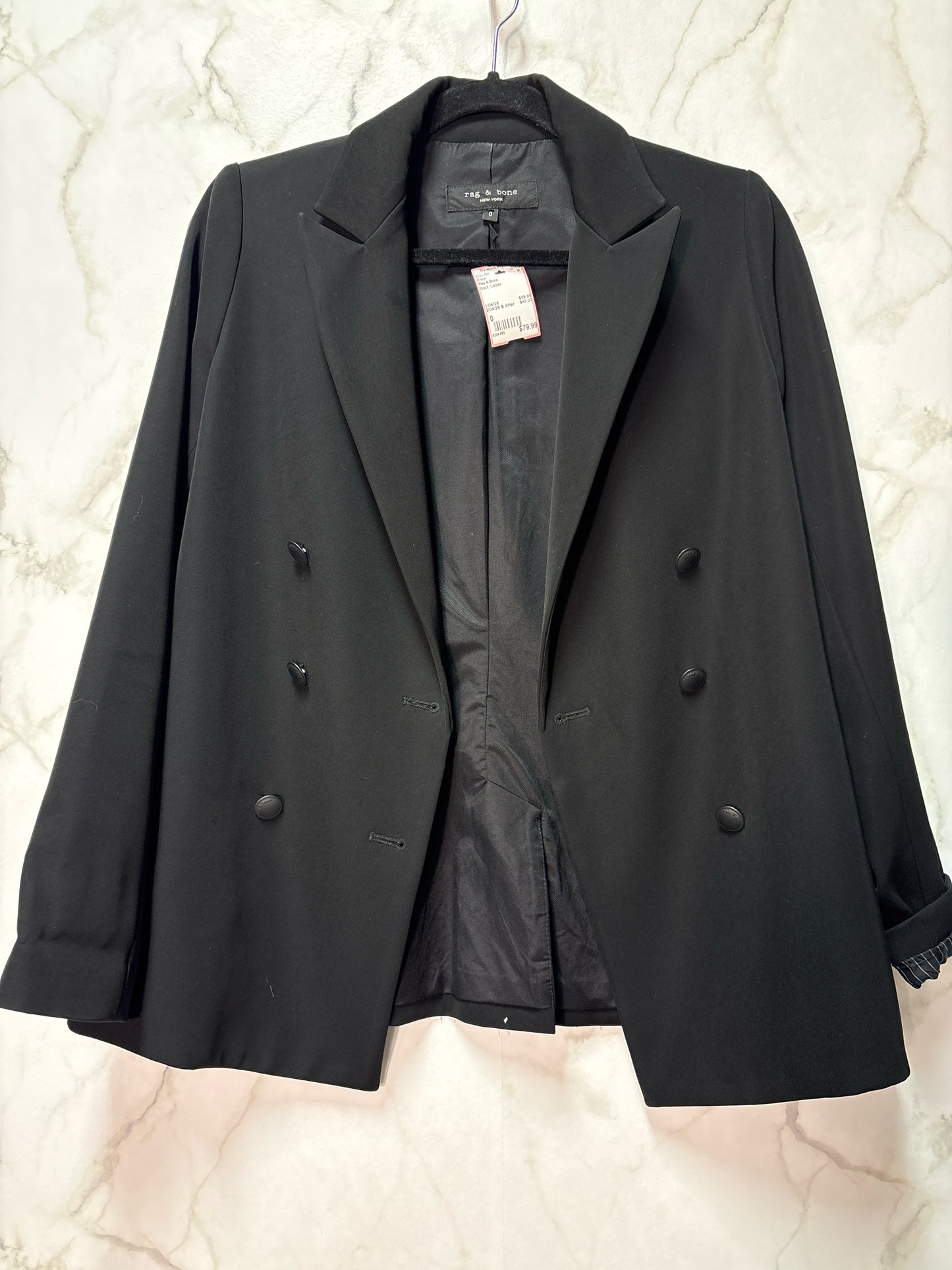 Size 0 Rag & Bone Black Ladies Blazer