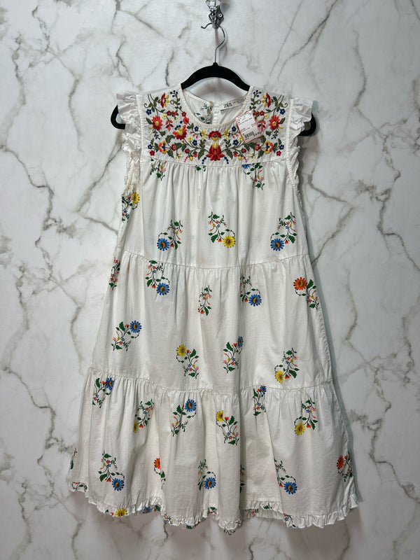 Size S Zara White Multi Floral Ladies Dress