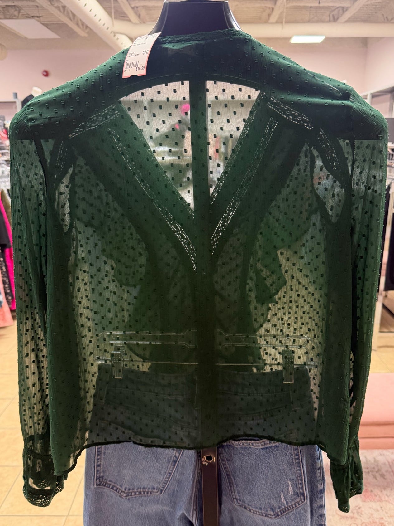 Size S Zara Green frills Ladies Top