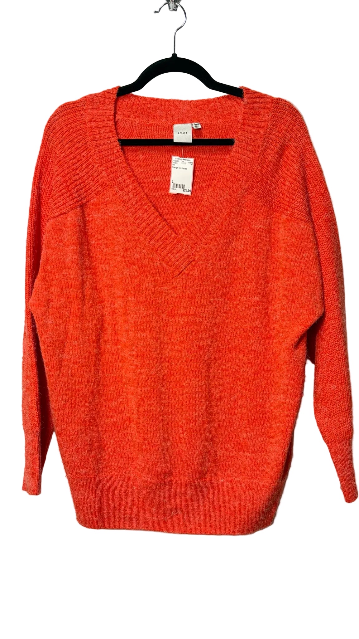 Size L Ichi Orange Knit Ladies Sweater