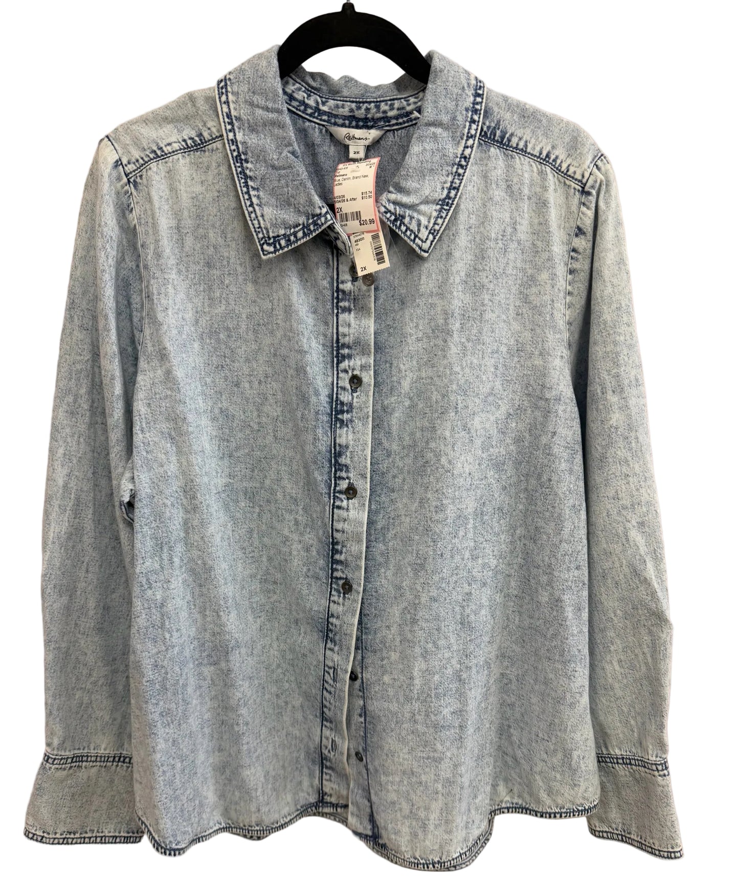 Size 2X Reitmans Blue Denim Brand New Ladies Top