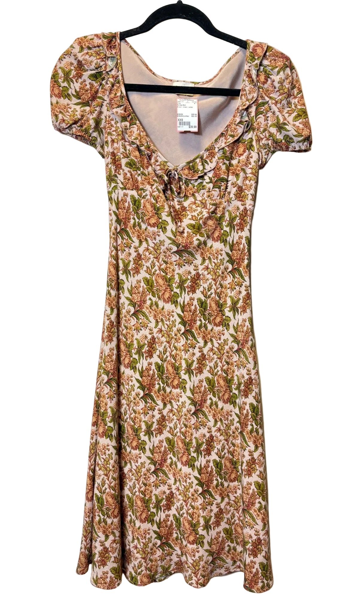 Size XXS Sunday Best Brown Green Ladies Dress