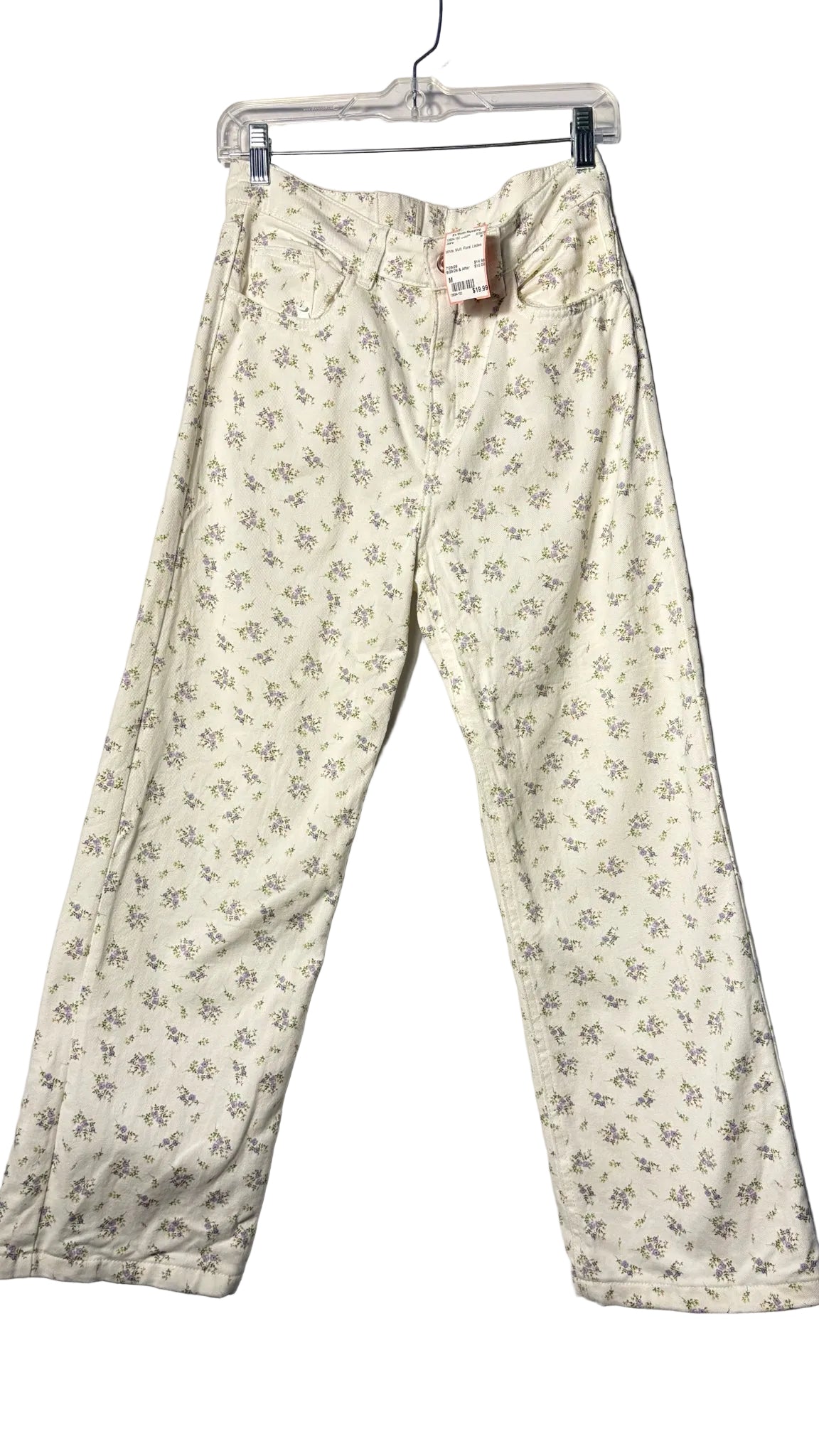 Size M White Multi Floral Ladies Jeans