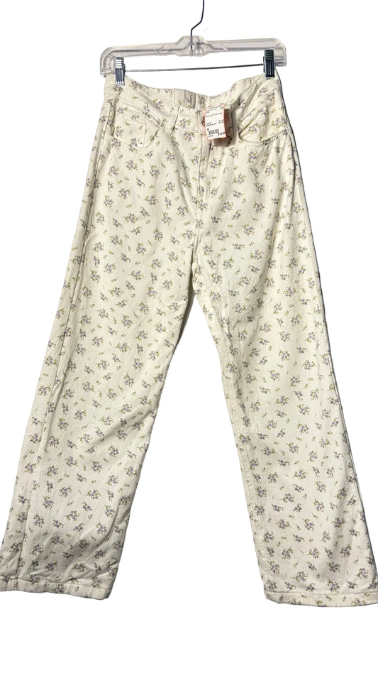 Size M White Multi Floral Ladies Jeans