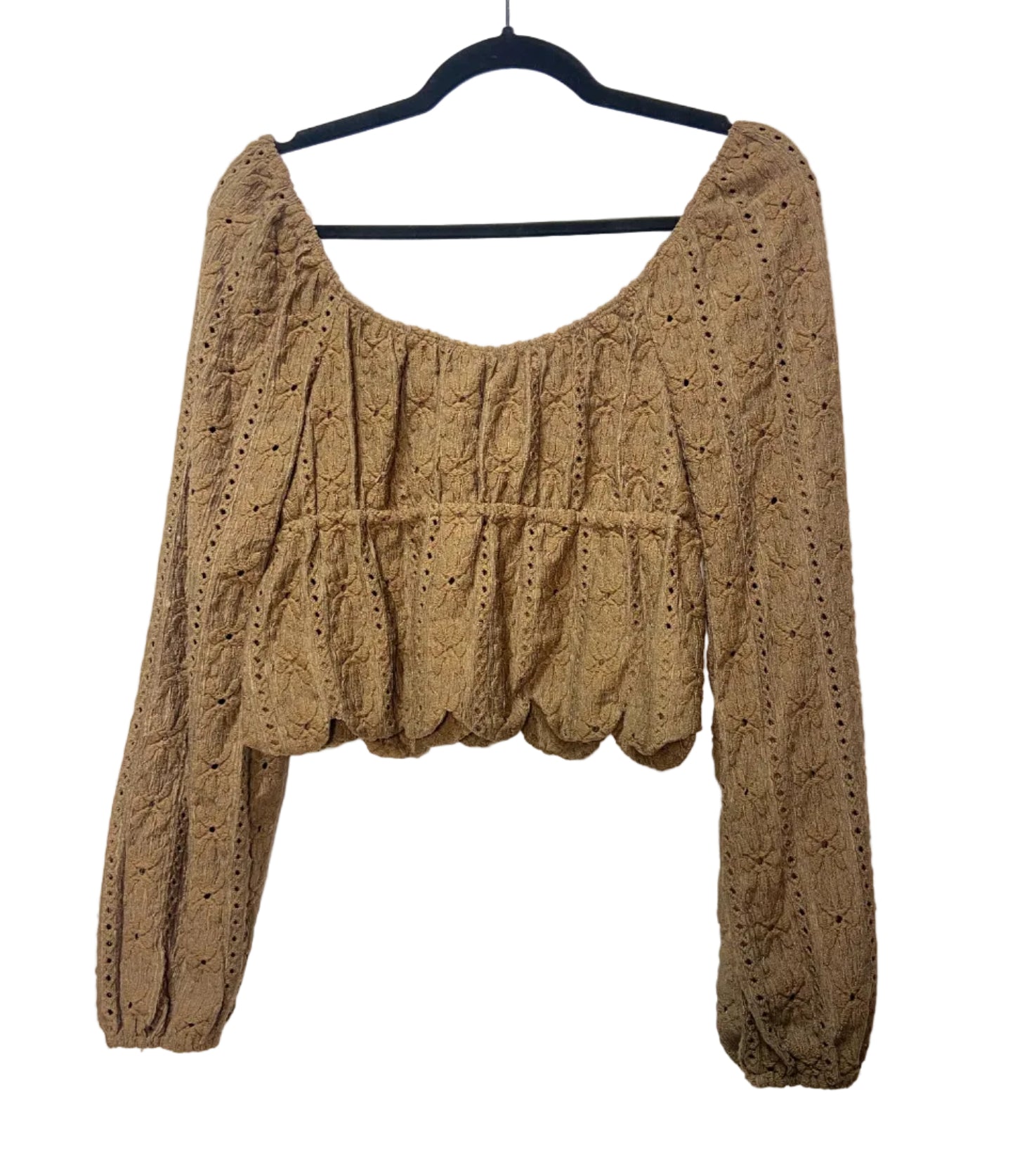 Size S Brown Eyelet Ladies Top