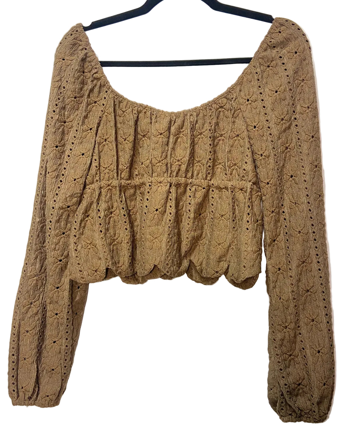 Size S Brown Eyelet Ladies Top