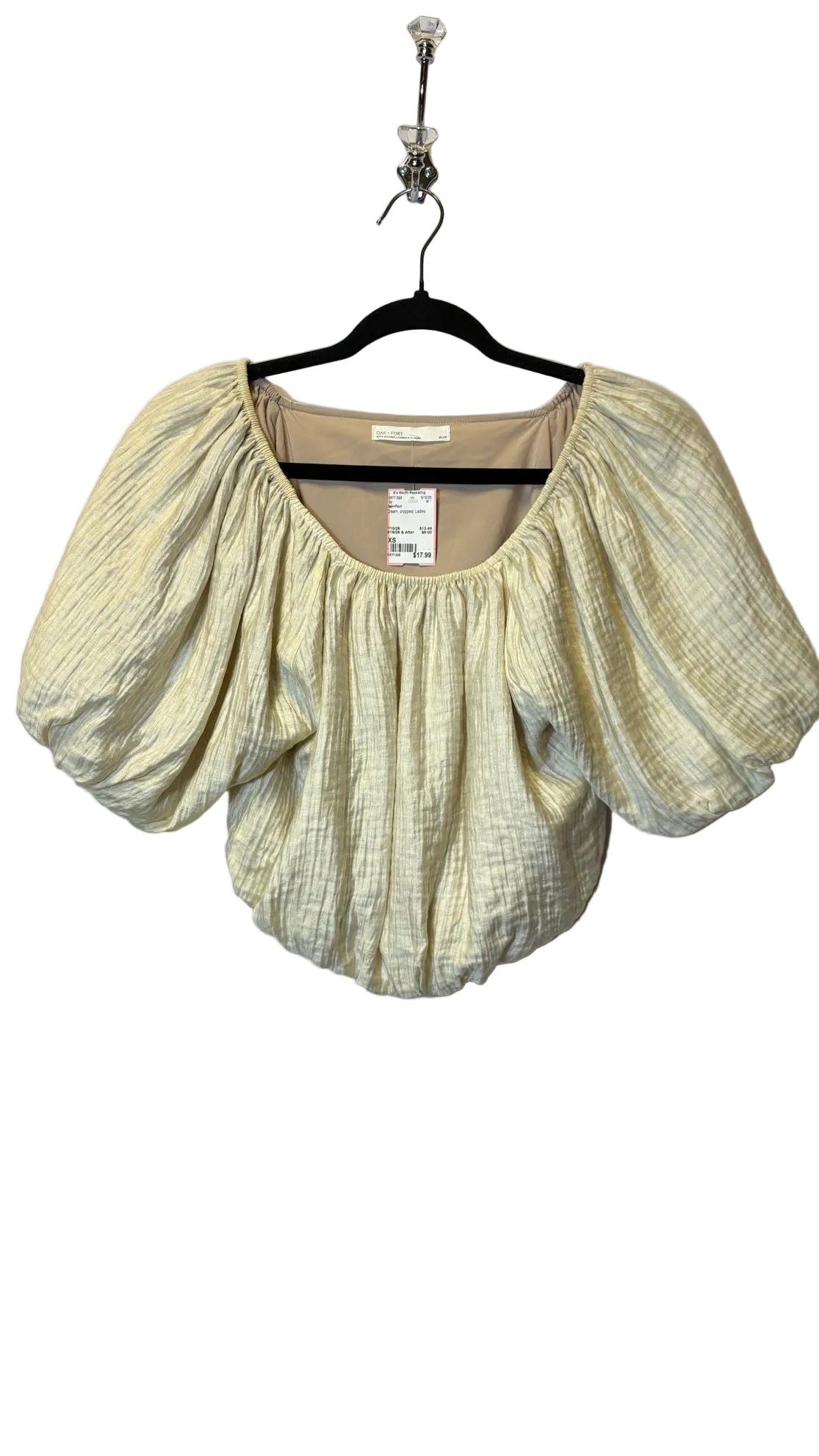 Size XS Oak+Fort Cream cropped Ladies Top