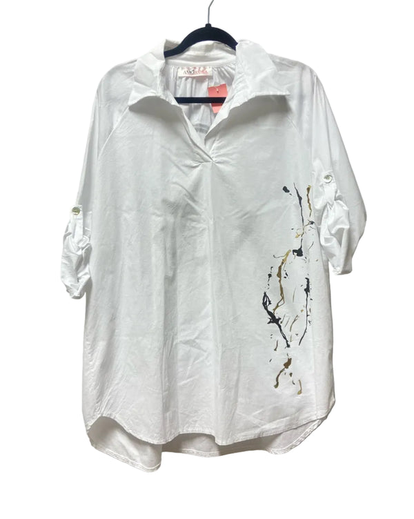 Size M White Gold Ladies Top