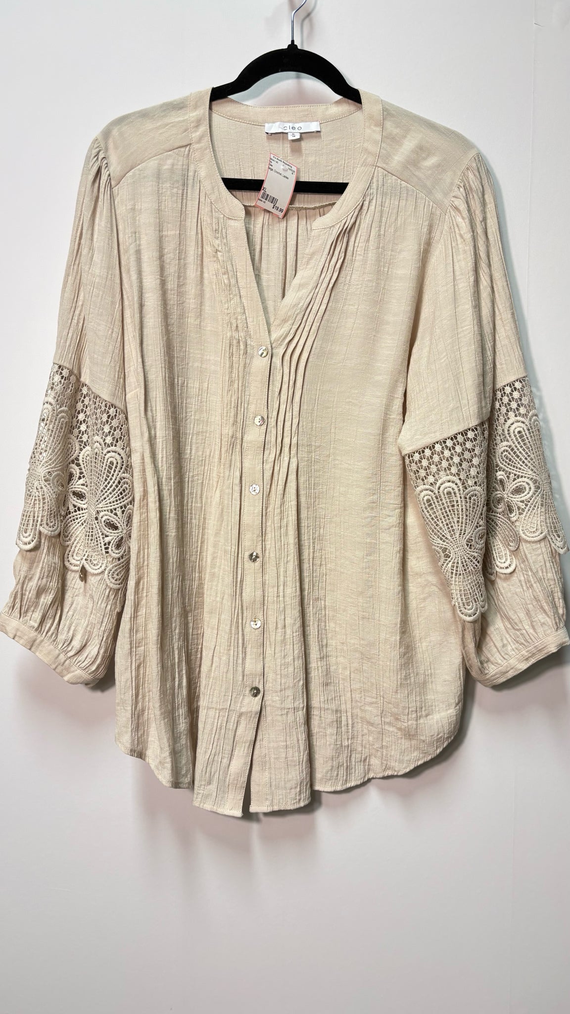 Size XL Cleo Beige Crochet Ladies Top