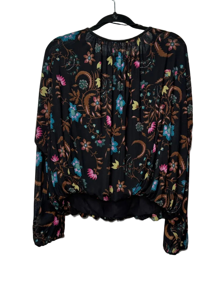 Size M Free People Black Purple Floral Ladies Shirt