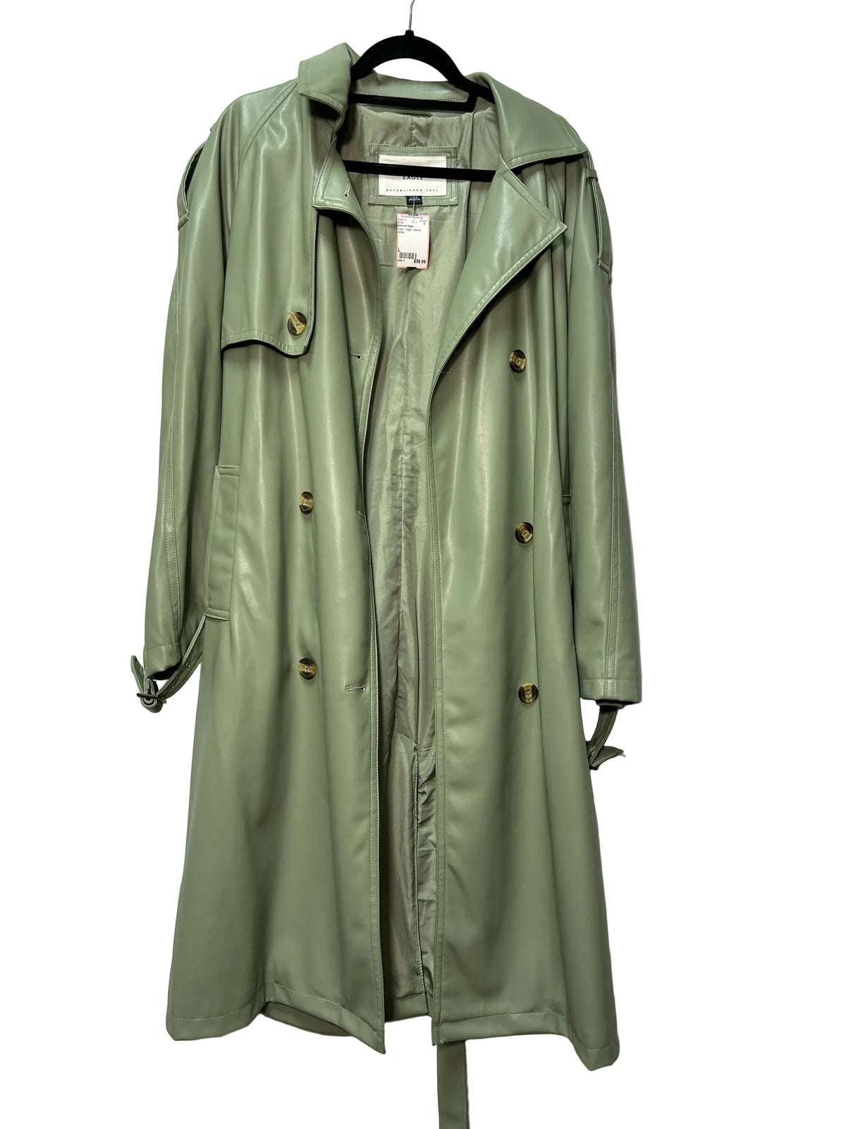 Size L American Eagle Green Vegan Leather Ladies Jacket