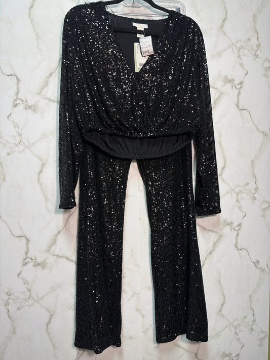 Size M H & M Black Sequins Ladies 2 Part Top
