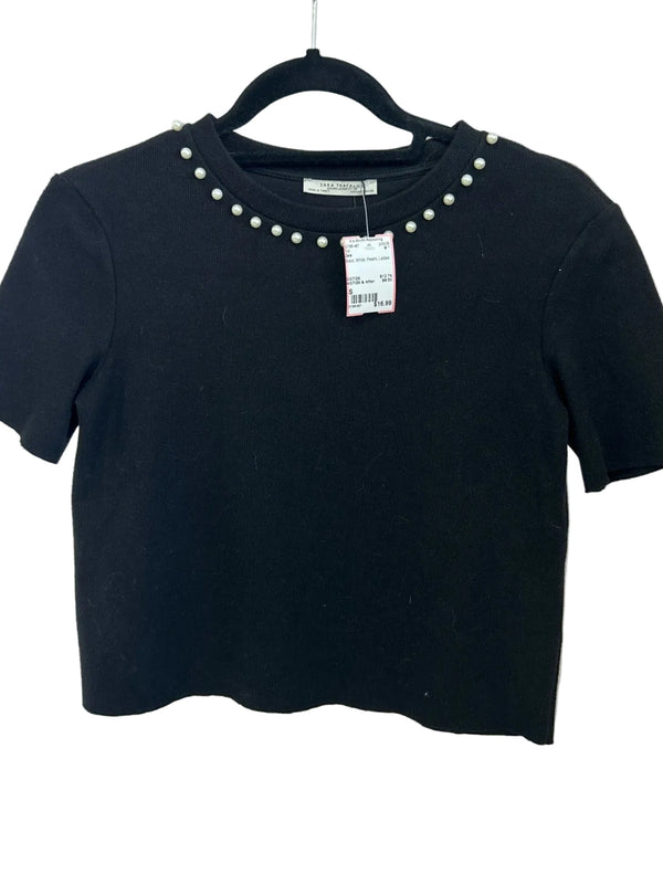 Size S Zara Black White Pearls Ladies Top