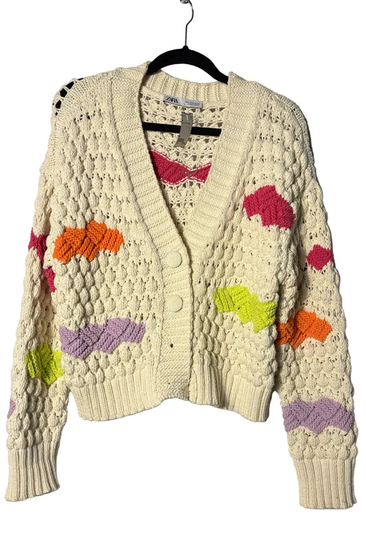 Size M Zara White Pink Knit Ladies Top