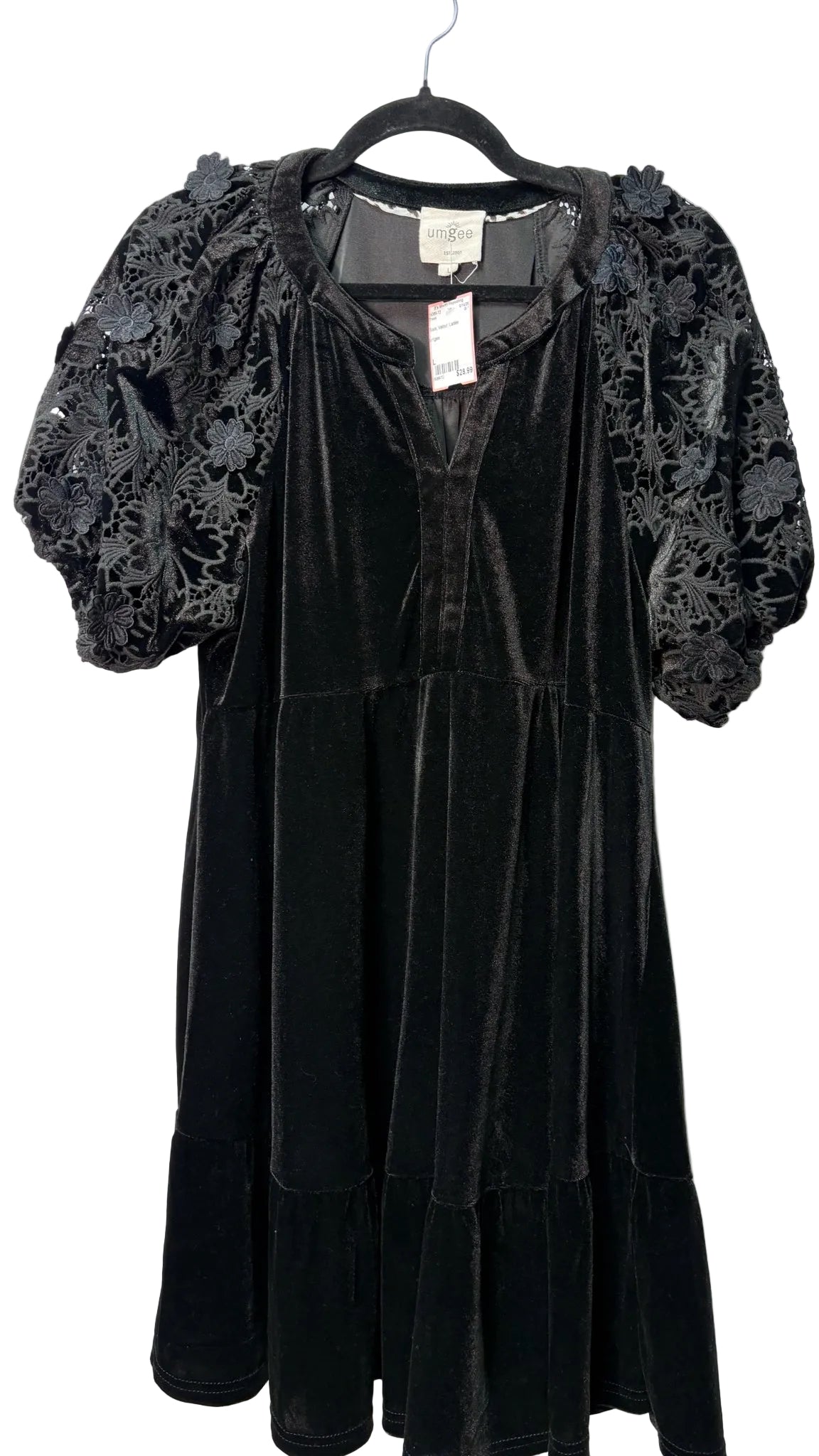 Size L Black Velour Ladies Dress