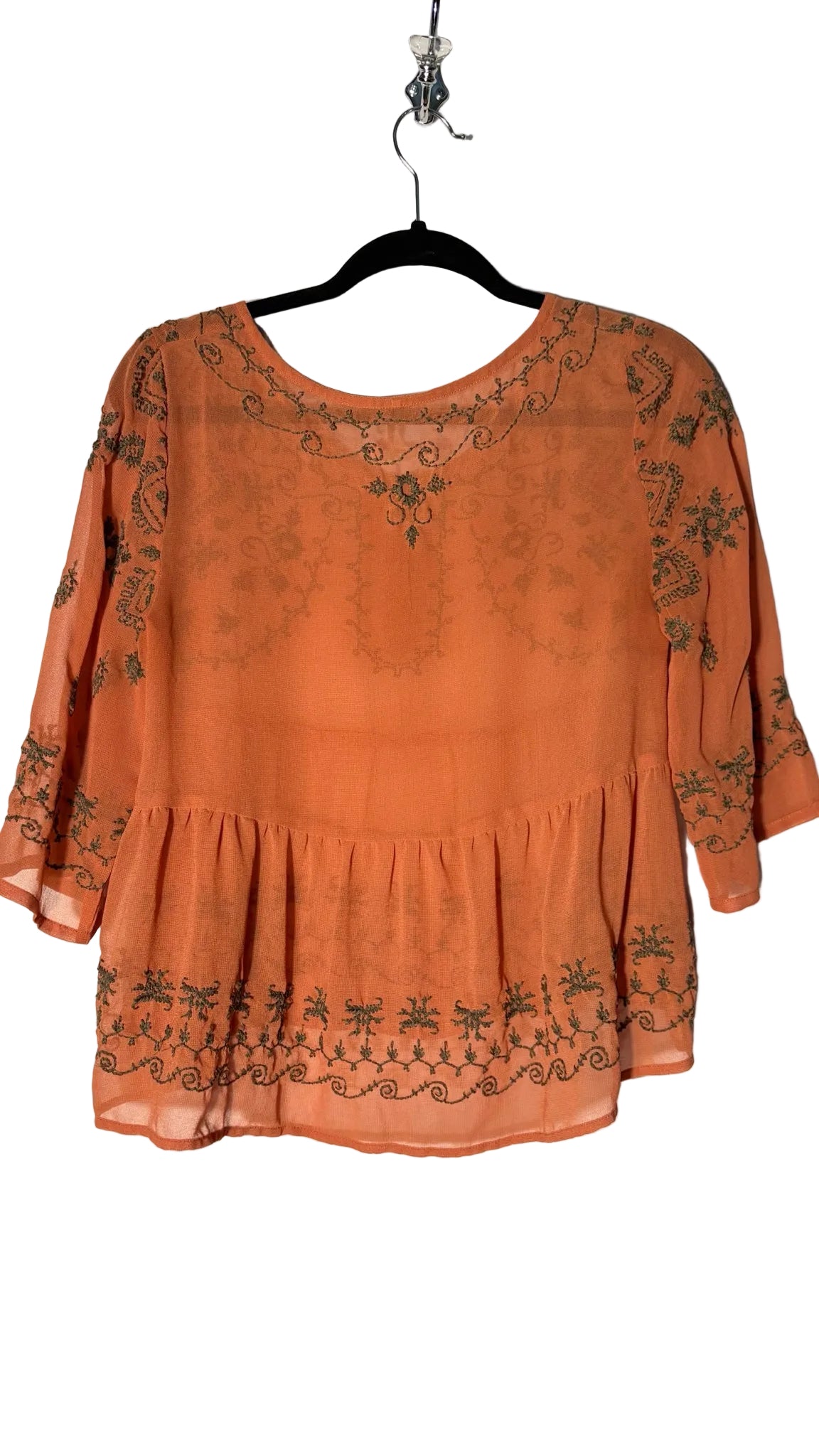 Size S Free People Orange Embroidered Ladies Top