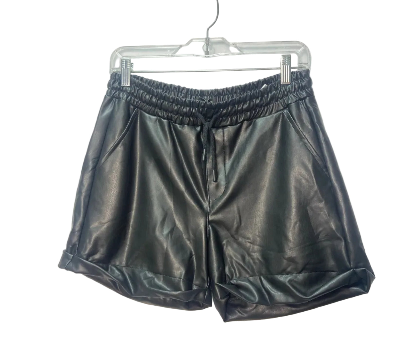 Size S Silver Black Leather Ladies Shorts