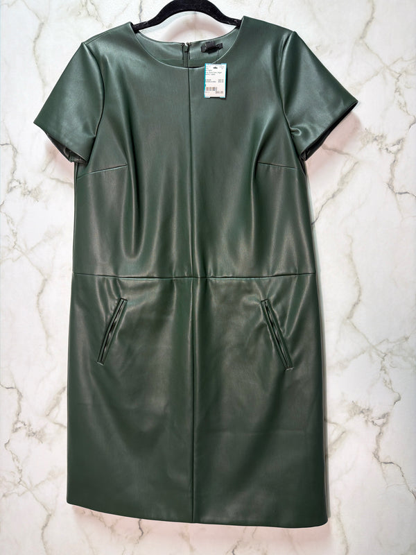 Size 6 Ann Taylor Olive Vegan Leather Brand New Ladies Dress