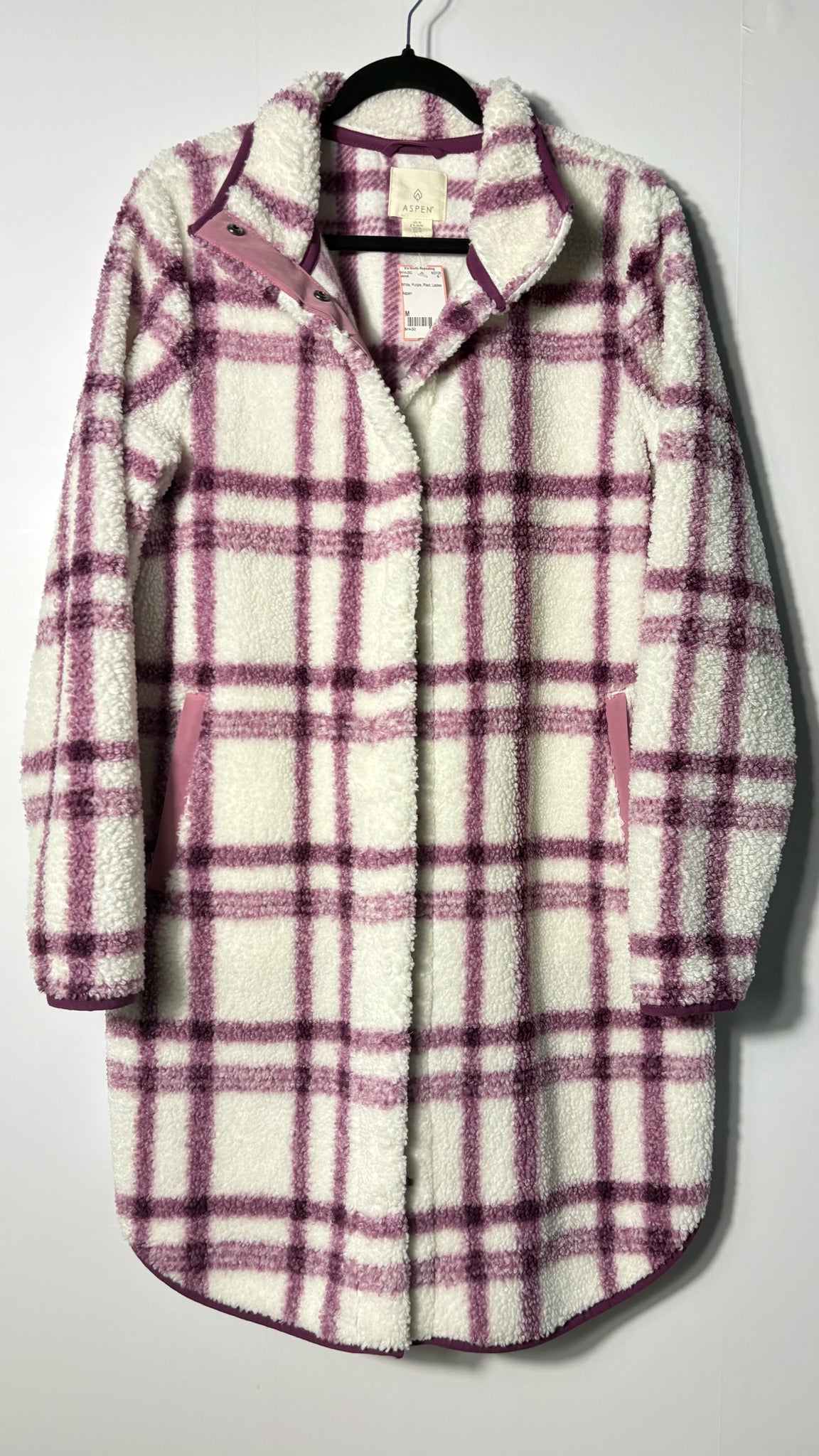 Size M White Purple Plaid Ladies Jacket