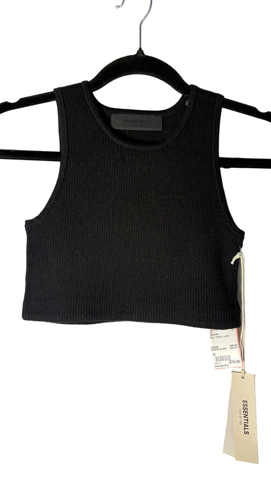 Size S Essentials Black Ribbed Ladies Top
