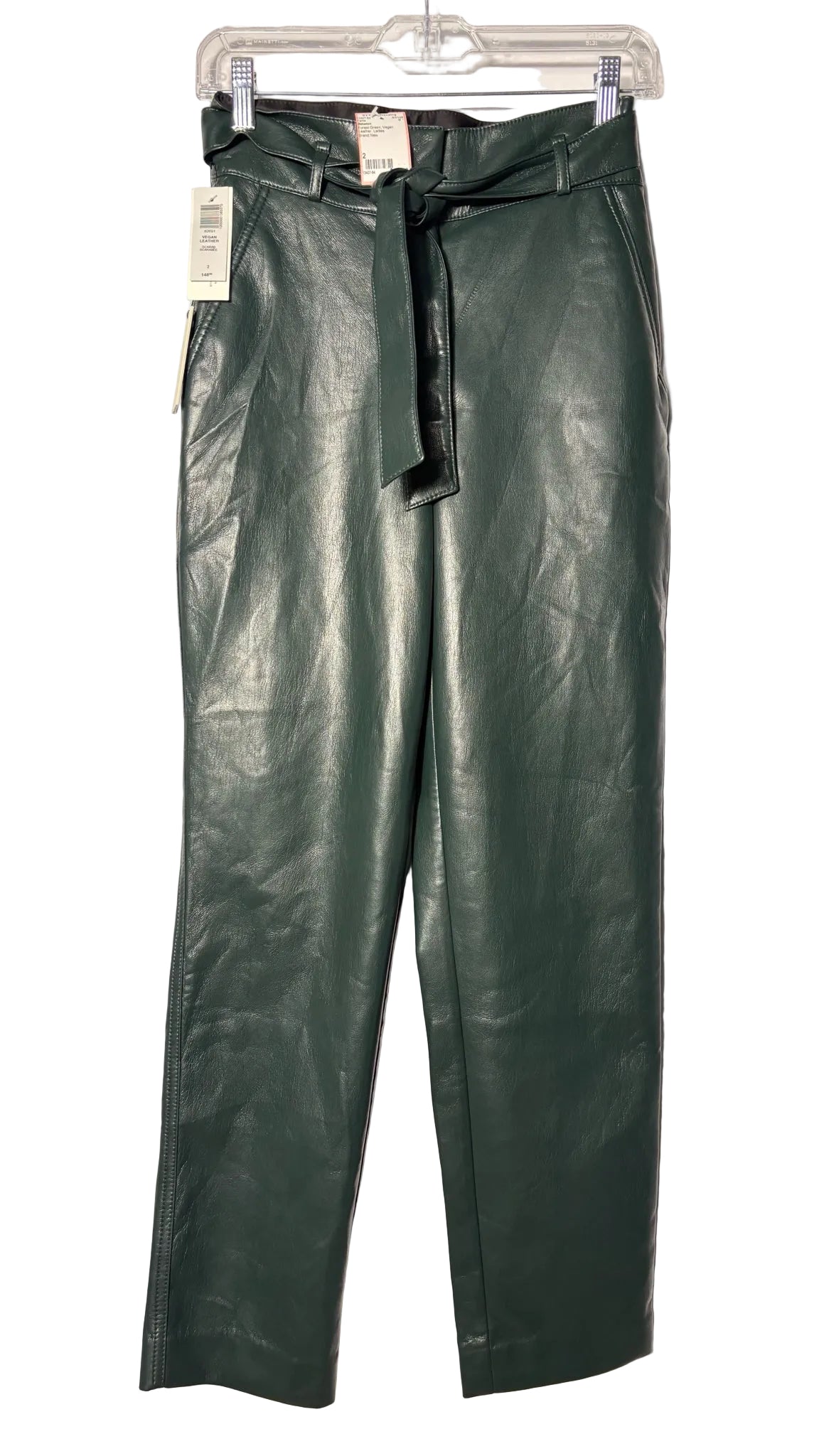 Size 2 Babaton Forest Green Vegan Leather Ladies Pants