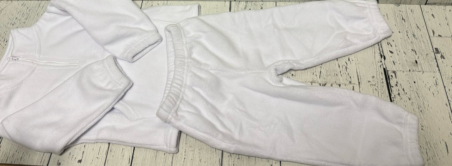 Size 3-6m LITTLE HILLCROFT White Fleece Unisex 2 Part Top